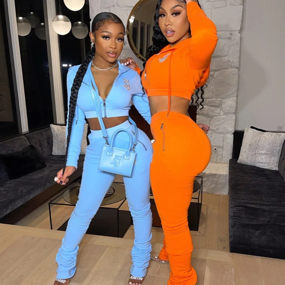 Shane justin Getty Set baby blue Sweatsuit set